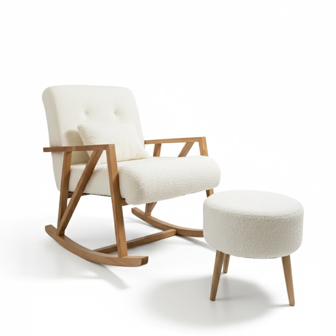 Safir Sallanan Ahşap Berjer Koltuk